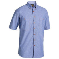 Bisley Mens Chambray Short Sleeve Shirt - B71407-Queensland Workwear Supplies