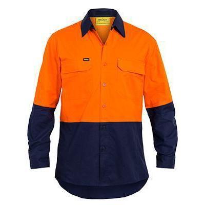 Bisley Mens X-Airflow HiVis Ripstop 2 Tone Long Sleeve Shirt - BS6415-Queensland Workwear Supplies