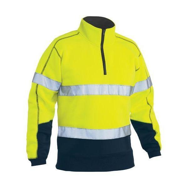 Bisley Taped HiVis 1/4 Zip Unisex Fleece Pullover - BK6989T-Queensland Workwear Supplies