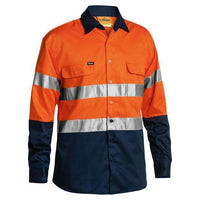 Bisley Taped HiVis 2 Tone Long Sleeve Mens Drill Shirt - BT6456-Queensland Workwear Supplies