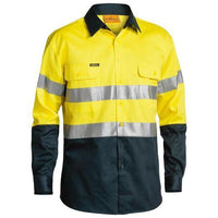 Bisley Taped HiVis 2 Tone Long Sleeve Mens Drill Shirt - BT6456-Queensland Workwear Supplies