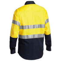 Bisley Taped HiVis 2 Tone Long Sleeve Mens Drill Shirt - BT6456-Queensland Workwear Supplies
