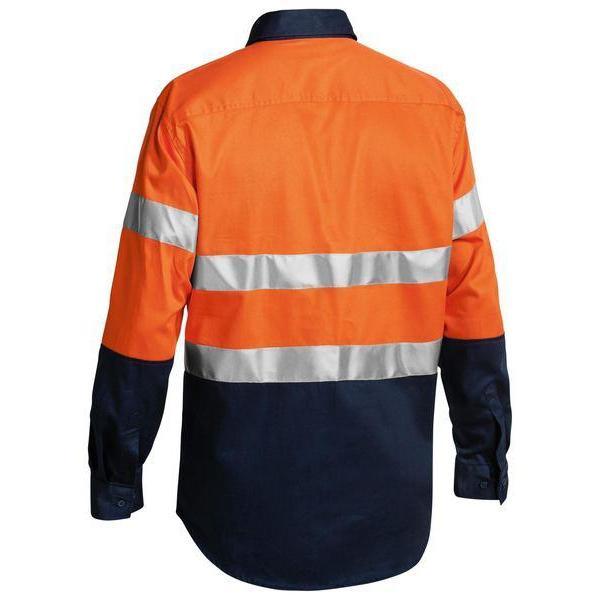 Bisley Taped HiVis 2 Tone Long Sleeve Mens Drill Shirt - BTC6456-Queensland Workwear Supplies