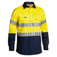Bisley Taped HiVis 2 Tone Long Sleeve Mens Drill Shirt - BTC6456-Queensland Workwear Supplies