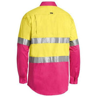 Bisley Taped HiVis Cool Lightweight 2 Tone Long Sleeve Mens Shirt - BS6696T-Queensland Workwear Supplies