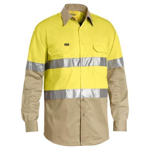 Bisley Taped HiVis Cool Lightweight 2 Tone Long Sleeve Mens Shirt - BS6696T-Queensland Workwear Supplies