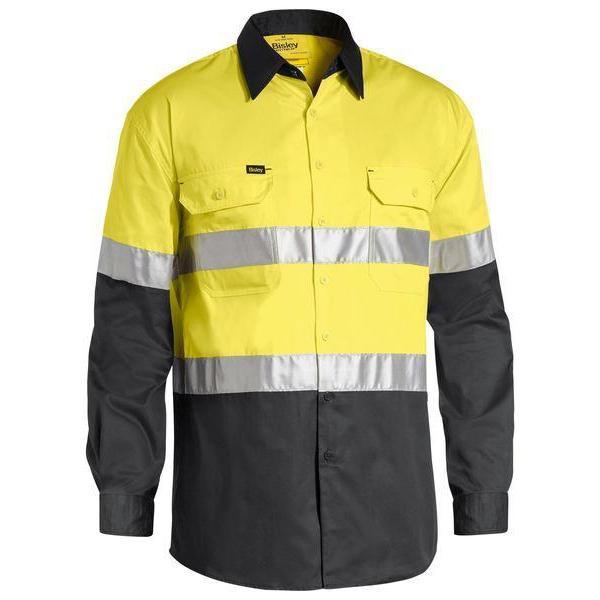 Bisley Taped HiVis Cool Lightweight 2 Tone Long Sleeve Mens Shirt - BS6696T-Queensland Workwear Supplies