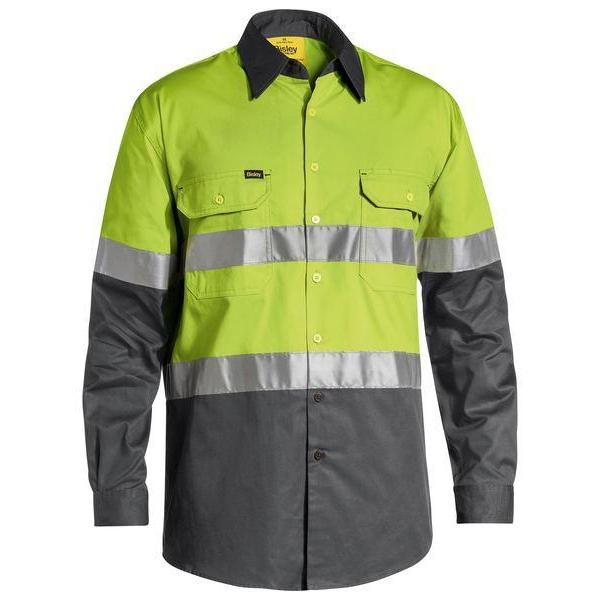 Bisley Taped HiVis Cool Lightweight 2 Tone Long Sleeve Mens Shirt - BS6696T-Queensland Workwear Supplies