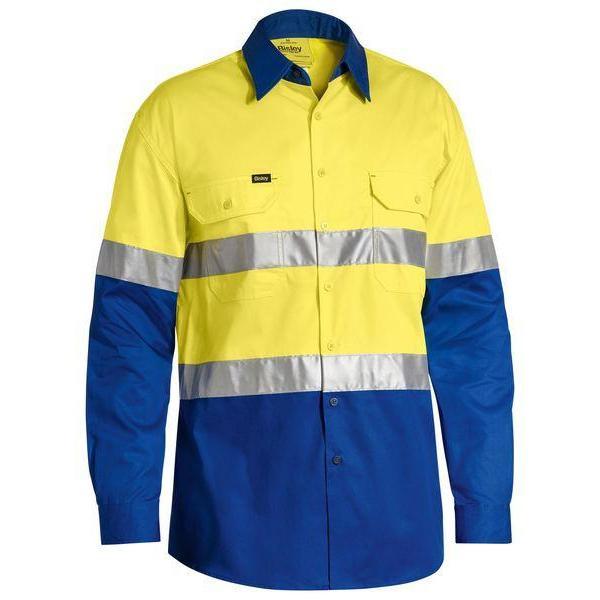 Bisley Taped HiVis Cool Lightweight 2 Tone Long Sleeve Mens Shirt - BS6696T-Queensland Workwear Supplies