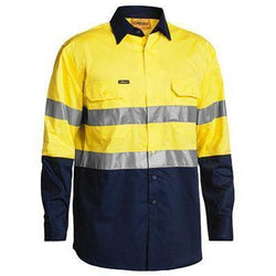 Bisley Taped HiVis Gusset Cuff Cotton Drill Long Sleeve Shirt - BS6896
