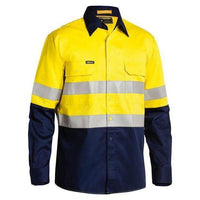 Bisley Taped HiVis Industrial Cool Vented 2 Tone Long Sleeve Mens Shirt - BS6448T-Queensland Workwear Supplies