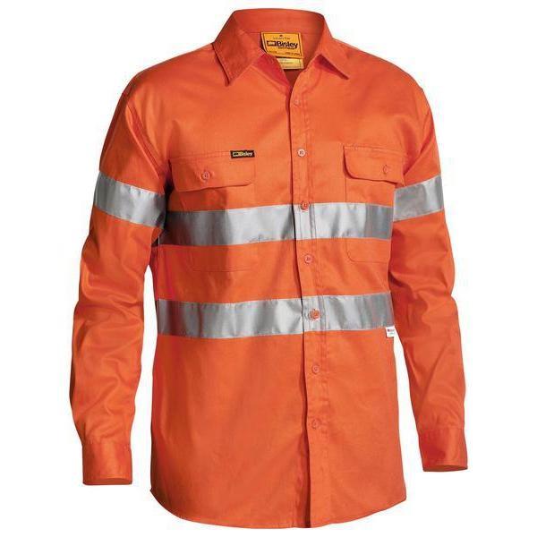 Bisley Taped HiVis Long Sleeve Mens Drill Shirt - BT6482-Queensland Workwear Supplies