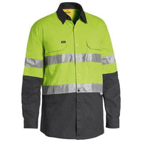 Bisley Taped X-AirFlow HiVis Ripstop 2 Tone Long Sleeve Mens Shirt - BS6415T-Queensland Workwear Supplies