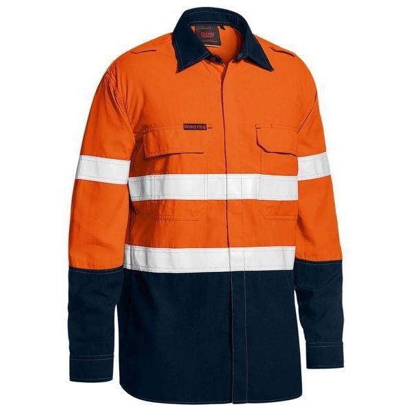 Bisley Tencate Tecasafe Plus 480 Taped HiVis Flame Retardant 2 Tone Long Sleeve Mens Shirt - BS8237T-Queensland Workwear Supplies