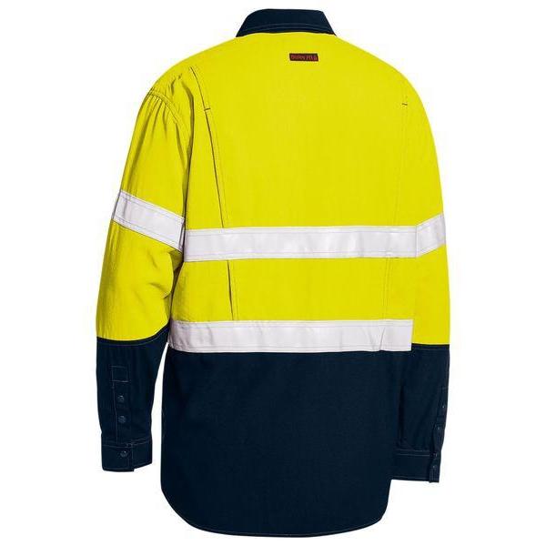 Bisley Tencate Tecasafe Plus 480 Taped HiVis Flame Retardant 2 Tone Long Sleeve Mens Shirt - BS8237T-Queensland Workwear Supplies