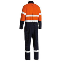 Bisley Tencate Tecasafe Plus 580 Taped HiVis 2 Tone Flame Retardant Non-Vented Mens Engineered Coverall - BC8186T-Queensland Workwear Supplies