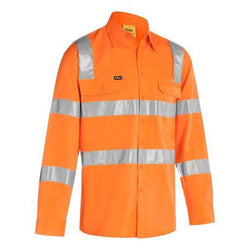 Bisley Vic Rail Taped HiVis With Shoulder Tape Biomotion Long Sleeve Mens Shirt - BS6016T