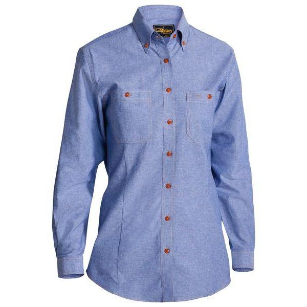 Buy Bisley Womens Chambray Long Sleeve Shirt -B76407L Online ...
