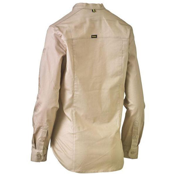 Bisley Womens Stretch V-Neck Closed Front Long Sleeve Shirt - BLC6063-Queensland Workwear Supplies
