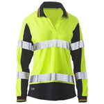 Bisley Womens Taped HiVis 2 Tone V-Neck Long Sleeve Polo - BKL6225T-Queensland Workwear Supplies