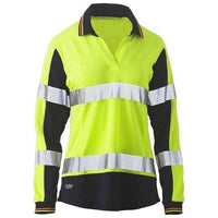 Bisley Womens Taped HiVis 2 Tone V-Neck Long Sleeve Polo - BKL6225T-Queensland Workwear Supplies
