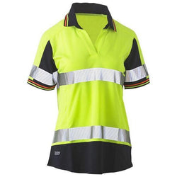 Bisley Womens Taped HiVis 2Tone V-Neck Short Sleeve Polo - BKL1225T
