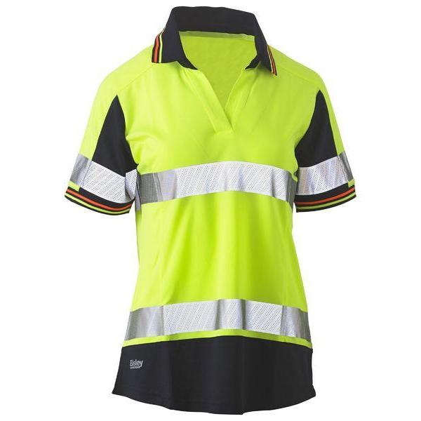 Bisley Womens Taped HiVis 2Tone V-Neck Short Sleeve Polo - BKL1225T-Queensland Workwear Supplies