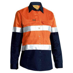 Bisley Womens Taped HiVis Cool Lightweight Long Sleeve Drill Shirt - BL6696T