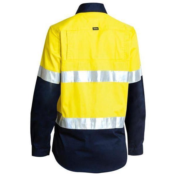 Bisley Womens Taped HiVis Cool Lightweight Long Sleeve Drill Shirt - BL6696T-Queensland Workwear Supplies