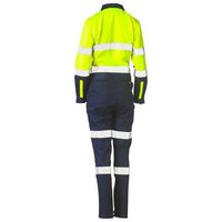 Bisley Womens Taped HiVis Cotton Drill Coveralls - BCL6066T-Queensland Workwear Supplies