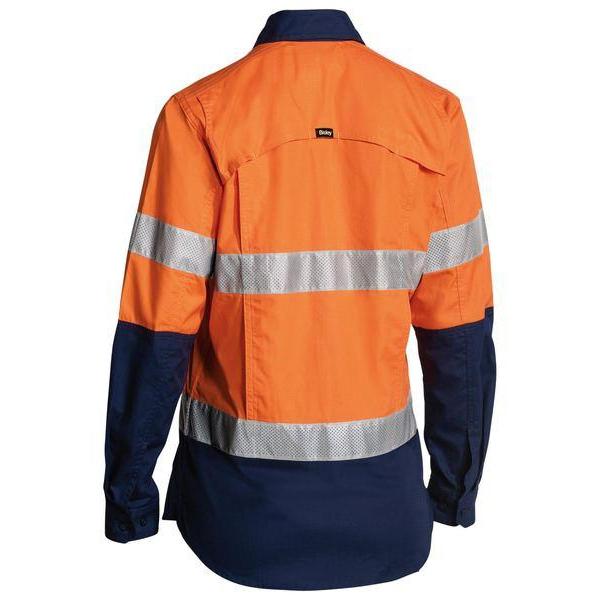 Bisley Womens Taped HiVis X-AirFlow Ripstop 2 Tone Long Sleeve Shirt - BL6415T-Queensland Workwear Supplies
