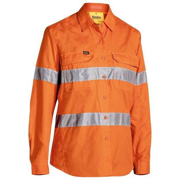 Bisley Womens Taped HiVis X-AirFlow Ripstop Long Sleeve Shirt - BL6416T-Queensland Workwear Supplies