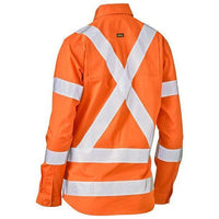 Bisley Womens X-Taped HiVis Biomotion Cool Lightweight Long Sleeve Drill Shirt - BL6166XT-Queensland Workwear Supplies