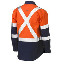 Bisley X Taped Biomotion 2 Tone HiVis Lightweight Long Sleeve Drill Shirt - BS6696XT-Queensland Workwear Supplies