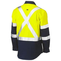 Bisley X Taped Biomotion 2 Tone HiVis Lightweight Long Sleeve Drill Shirt - BS6696XT-Queensland Workwear Supplies