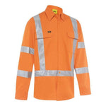 Bisley X Taped Biomotion HiVis Cool Lightweight Long Sleeve Drill Shirt - BS6166XT-Queensland Workwear Supplies