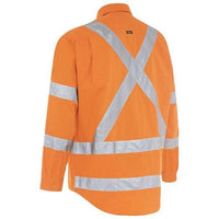 Bisley X Taped Biomotion HiVis Cool Lightweight Long Sleeve Drill Shirt - BS6166XT-Queensland Workwear Supplies