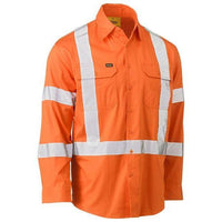 Bisley X Taped Biomotion HiVis Cool Lightweight Long Sleeve Drill Shirt - BS6166XT-Queensland Workwear Supplies