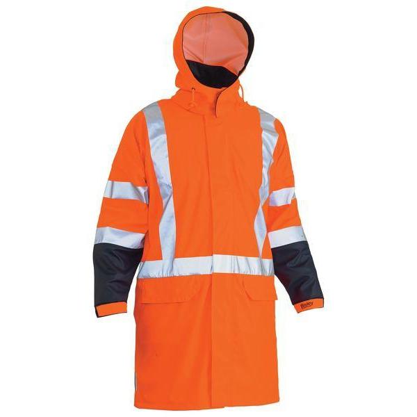 Bisley X-Taped HiVis TTMC Stretch PU Unisex Rain Coat - BJ6955XT-Queensland Workwear Supplies