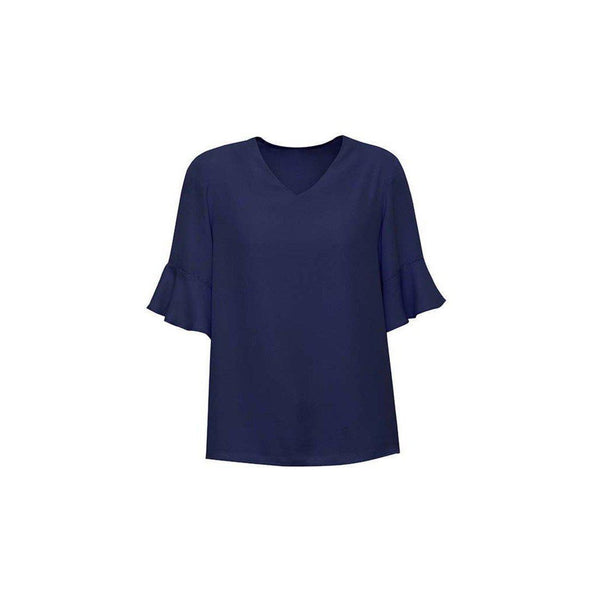 Biz Corporates Womens Aria Fluted Sleeve Blouse - RB966LS-Queensland Workwear Supplies