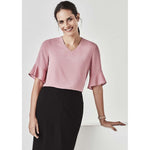Biz Corporates Womens Aria Fluted Sleeve Blouse - RB966LS-Queensland Workwear Supplies