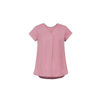 Biz Corporates Womens Kayla V-neck Pleat Blouse - RB967LS-Queensland Workwear Supplies