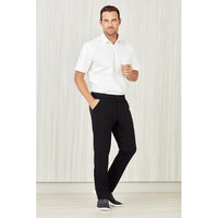 BizCare Mens Comfort Waist Flat Front Pants - CL958ML-Queensland Workwear Supplies