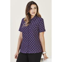 BizCare Womens Easy Stretch Daisy Print Short Sleeve Shirt - CS948LS-Queensland Workwear Supplies