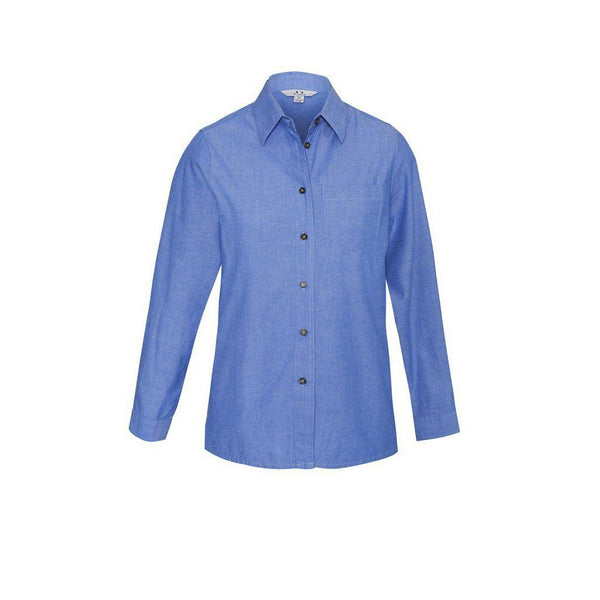 BizLadies Wrinkle Free Chambray Long Sleeve Shirt - LB6201-Queensland Workwear Supplies