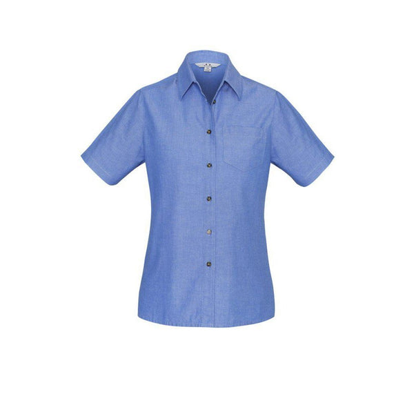 BizLadies Wrinkle Free Chambray Short Sleeve Shirt - LB6200-Queensland Workwear Supplies