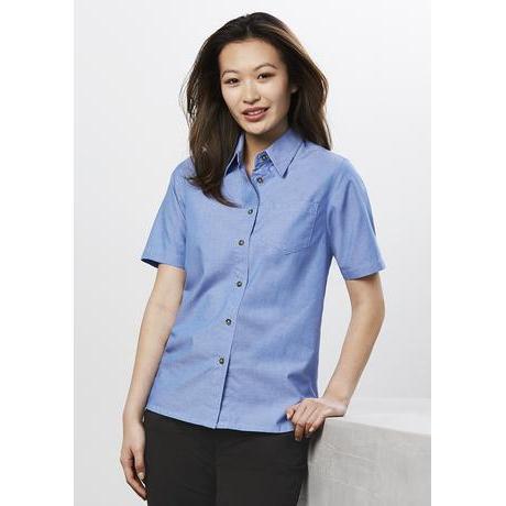 BizLadies Wrinkle Free Chambray Short Sleeve Shirt - LB6200-Queensland Workwear Supplies