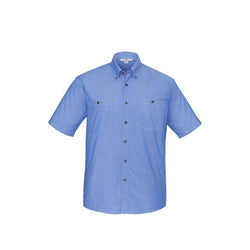 BizMens Wrinkle Free Chambray Short Sleeve Shirt - SH113
