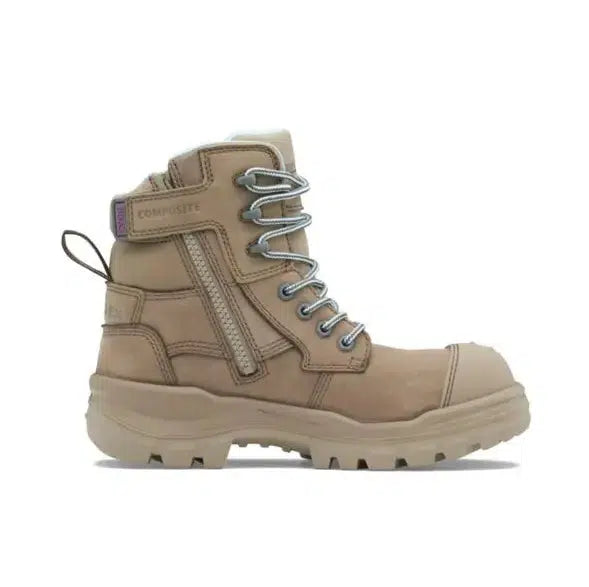 Blundstone RotoFlex Stone Water-Resistant Nubuck Zip Side Women's Safety Boot - 8863-Queensland Workwear Supplies