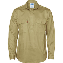 DNC Close Front Long Sleeve Cotton Drill Shirt - 3204